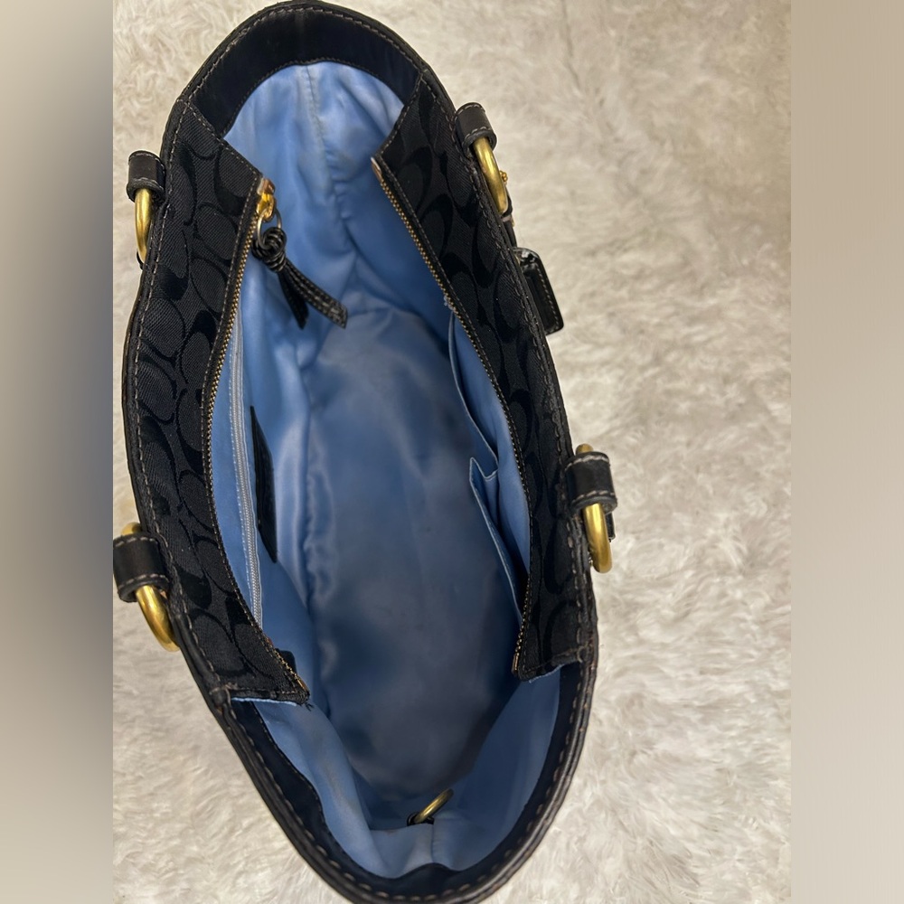 COACH SIGNATURE C GALLERY BLACK SHOULDER TOTE BAG PURSE SATCHEL - Picture 9 of 12